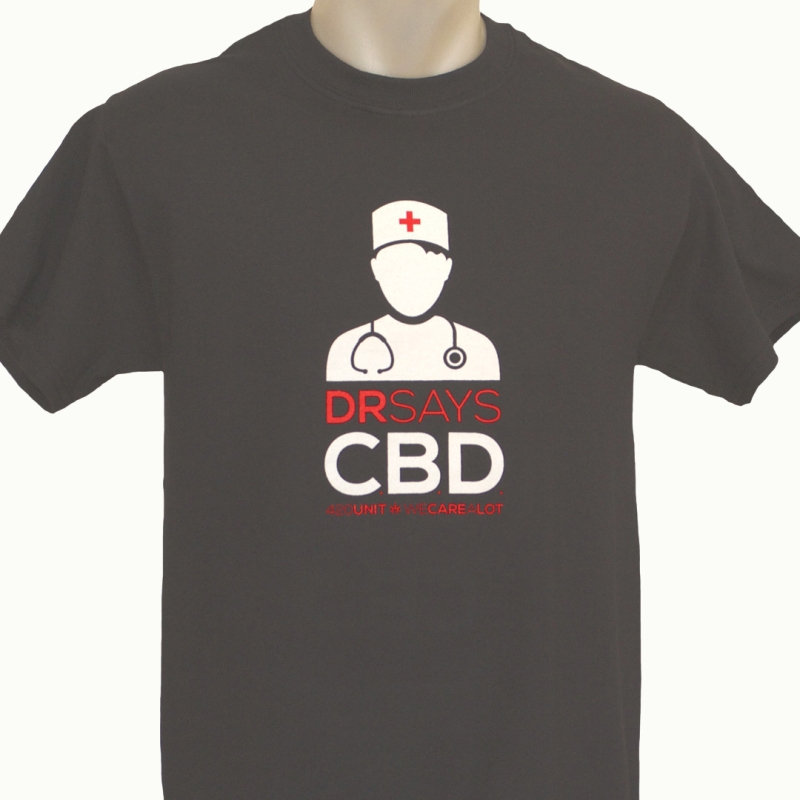 420 T-SH4IRT - DOUBLE PRINTING - CBD:DR SAYS - XL (GRAY)