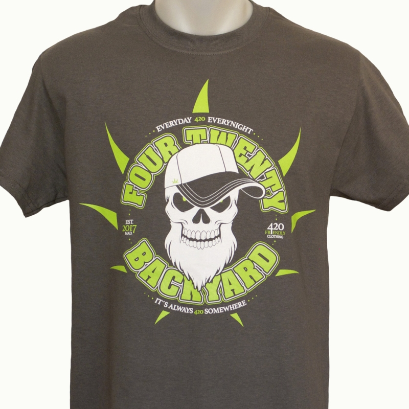 420 T-SHIRT - SINGLE IMPRESION - SKULL - L (BLACK)