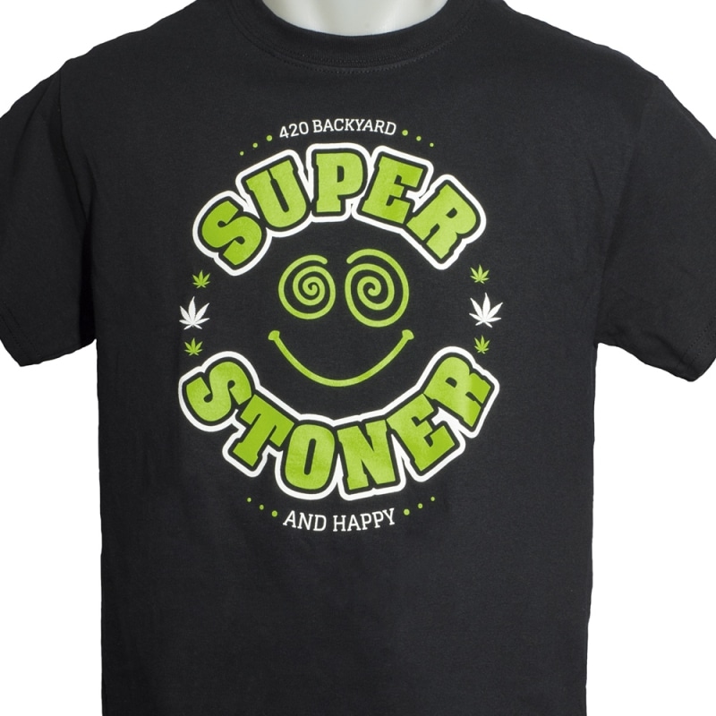 420 T-SHIRT - SINGLE IMPRESION - SUPER STONER - XL (BLACK)