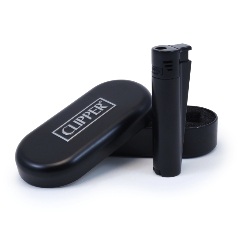 MECHERO CLIPPER CLASSIC LARGE METAL "JET FLAME MATT BLACK