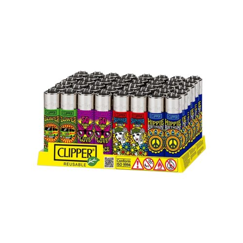 LIGHTER CLIPPER CLASSIC LARGE "HIPPIE" (DISPLAY 48 UNITS)