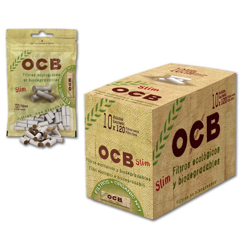 OCB SLIM ORGANIC 6MM COTTON FILTERS W/BOOKLET (10X120 UND)