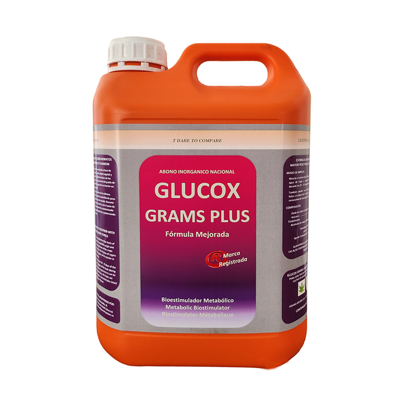 GLUCOX GRAMS PLUS 5L LABEL ENGLISH SPANISH