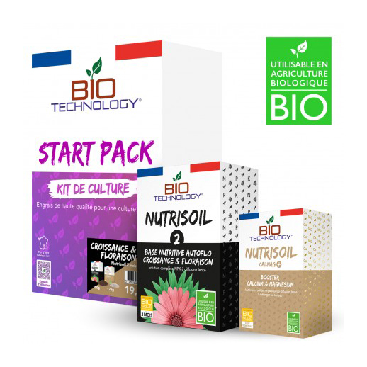 START PACK SOLID AND ORGANIC FERTILISERS FOR GROWTH AND FLOWERING. NUTRISOIL 2 MONTHS (FRENCH LABEL)