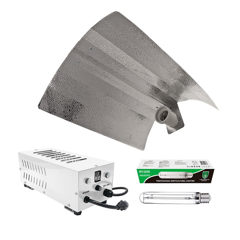 KIT BALASTRO LUX PLUS 600 W CERRADO + BOMBILLA PLATINUM HPS 600W + REFLECTOR STUCO
