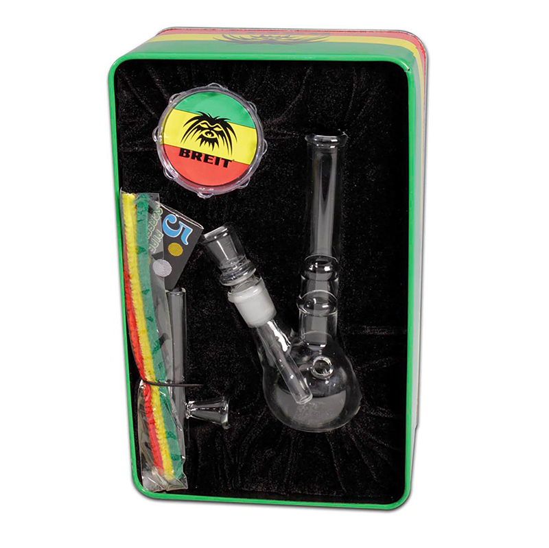 BREIT MINI BONG SET WITH GRINDER AND SHOTGUN PIPE
