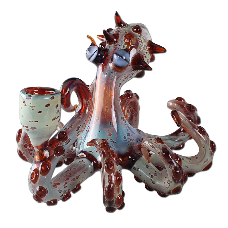 OCTOPUS I BLACK LEAF GLASS BONG