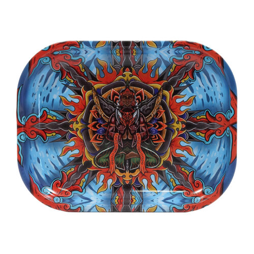 METAL ROLLING TRAY 18X14 CM - MANDALA TRANCE
