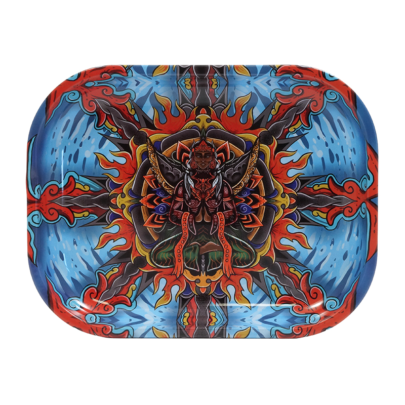 METAL ROLLING TRAY 18X14 CM - MANDALA TRANCE