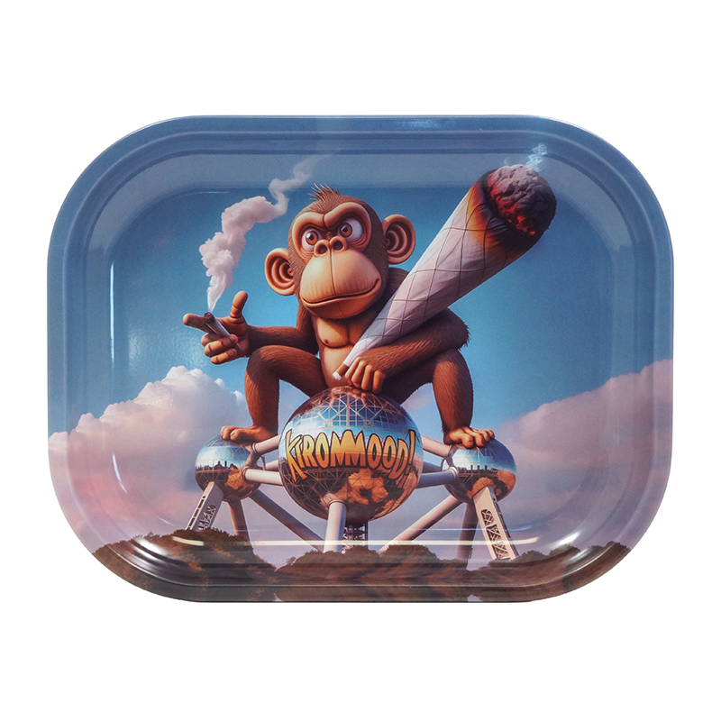 METAL ROLLING TRAY 18X14 CM - SMOKING MONKEY