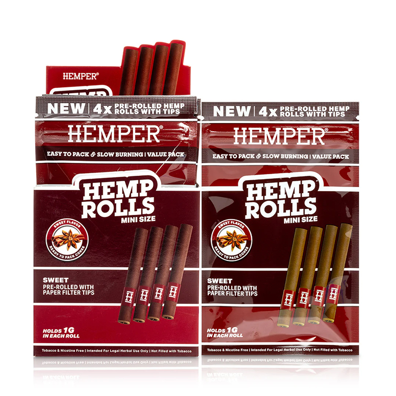 HEMPER - 4PK MINI ROLLS BASIC - HEMP PAPER - SWEET (DISPLAY 12 UNI)