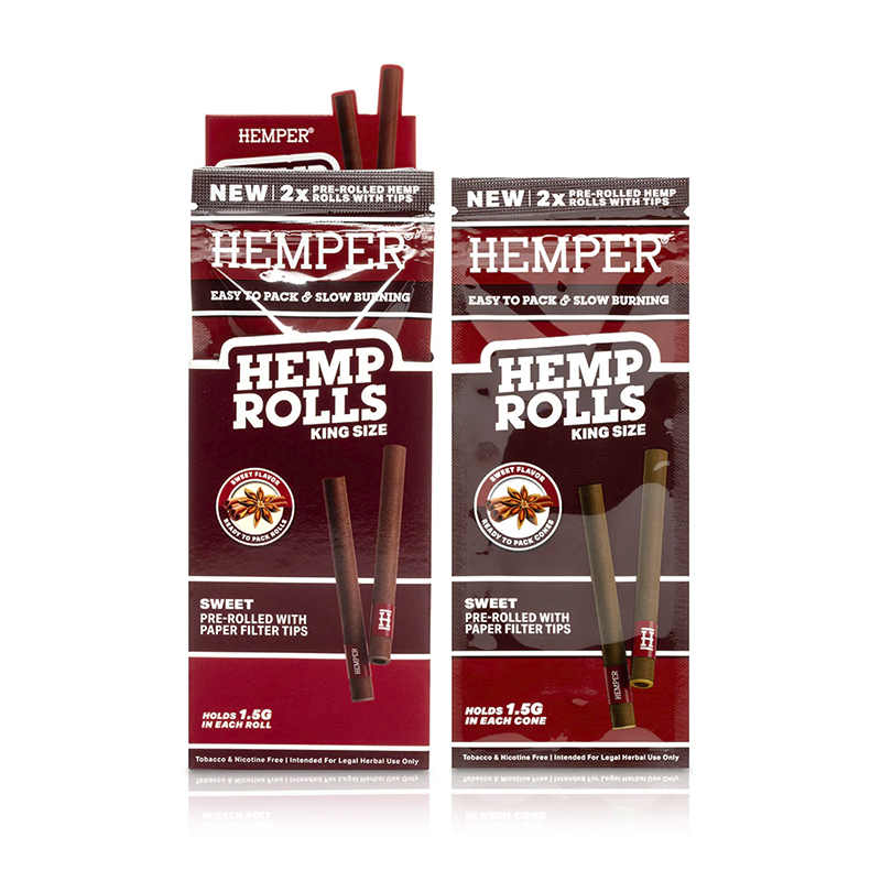 HEMPER - 2PK KING SIZE ROLLS BASIC - HEMP PAPER - SWEET (DISPLAY 12 UNI)