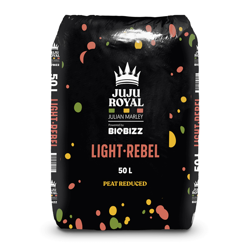 SACO EN PALET FUMIGADO DE JUJU ROYAL LIGHT REBEL 50 L POWERED BY BIOBIZZ