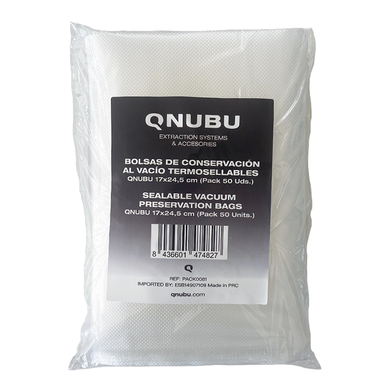 QNUBU SEALABLE VACUUM BAG (17X24.5CM) PACK 50 UNITS