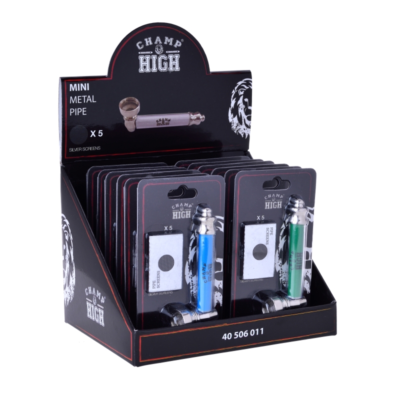MINI METAL PIPE VARIOUS COLORS - DISPLAY 12 UNITS - CHAMP HIGH