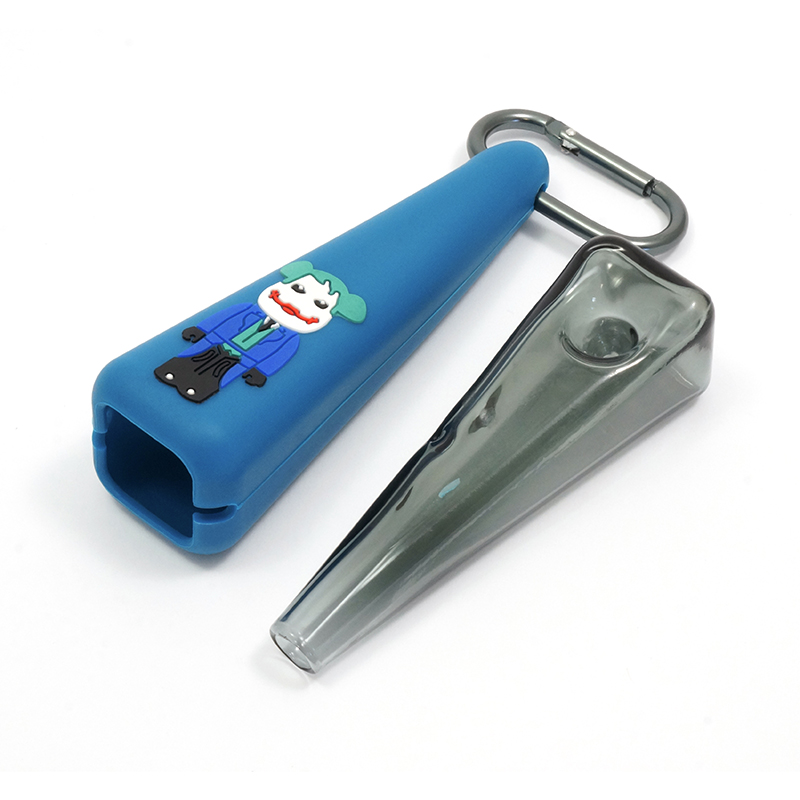 PIPA DE VIDRIO CON ENVOLTURA DE SILICONA Y LLAVERO