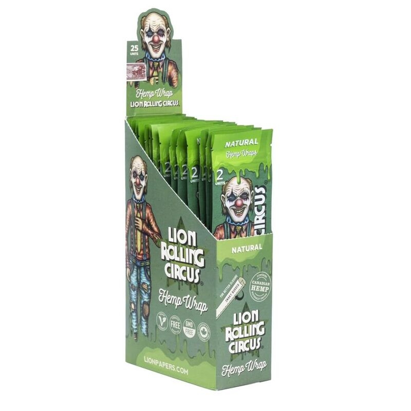 LION ROLLING CIRCUS HEMP WRAP NATURAL (DISPLAY 25 ENVELOPES)