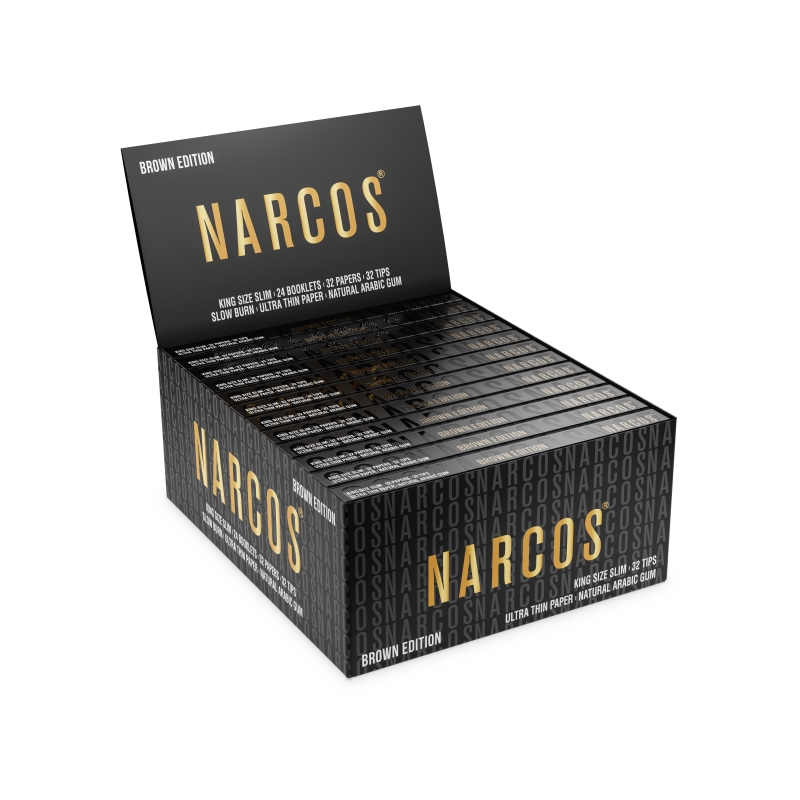 NARCOS KING SIZE SLIM + TIPS BROWN SMOKING PAPER (24 BOOKLETS)