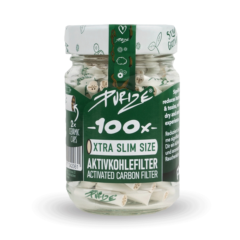 PURIZE XRTA SLIM FILTERS (100 UNITS / GLASS JAR) WHITE