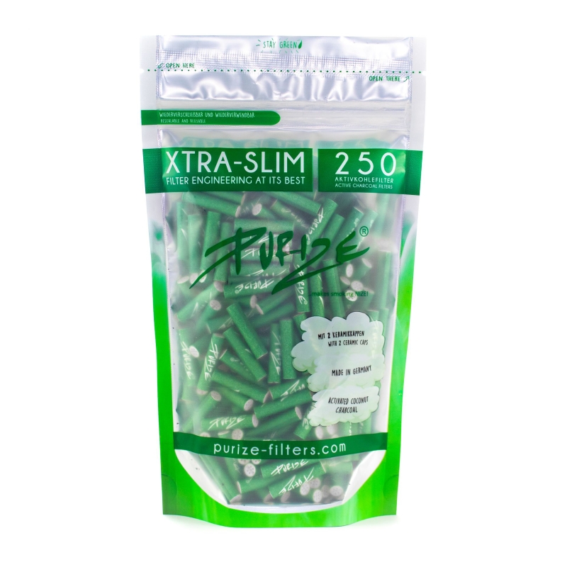PURIZE XRTA SLIM FILTERS (250 UNITS / BAG) GREEN