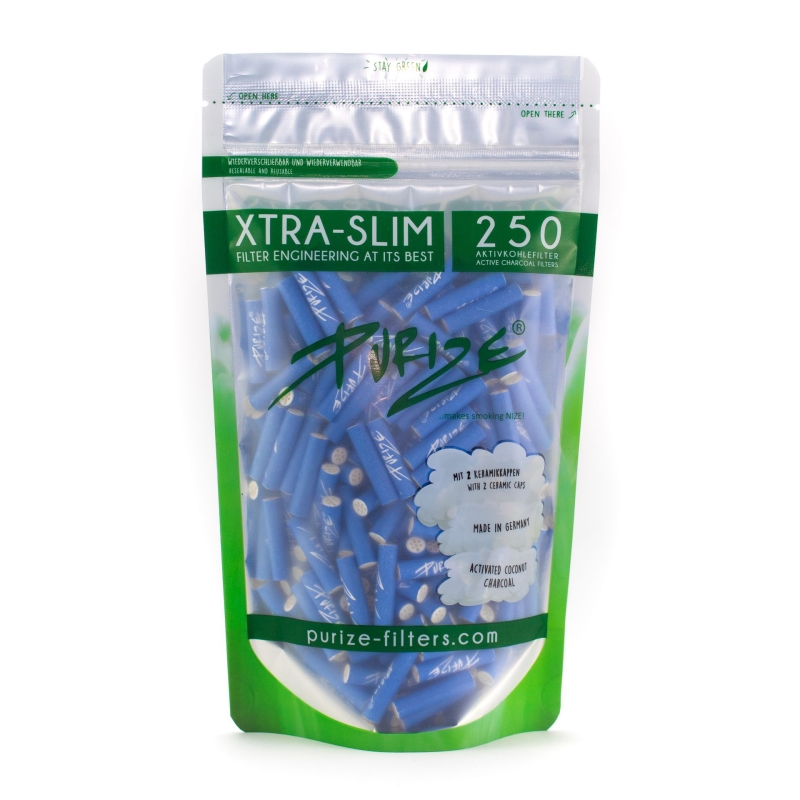 PURIZE XRTA SLIM FILTERS (250 UNITS / BAG) BLUE