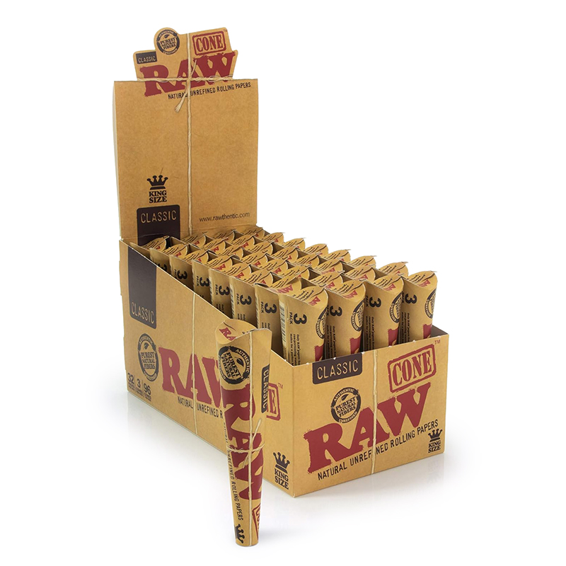 RAW CONES KING SIZE CLASSIC 96PCS (PACK 3)